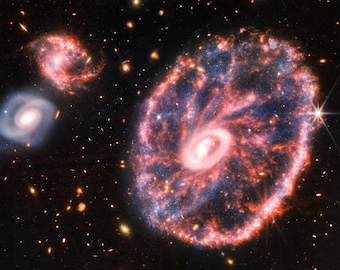 Impresión de galaxia Cartwheel: Telescopio espacial James Webb, arte mural de la NASA