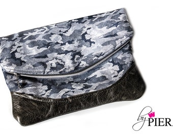 Camo Leather Foldover Bag