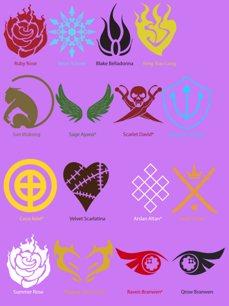 RWBY Character Symbols Vinyl Decals Etsy