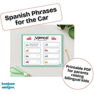 Spanish Phrases for Kids – Car Routine Poster – Printable PDF for Parents Raising Bilingual Kids