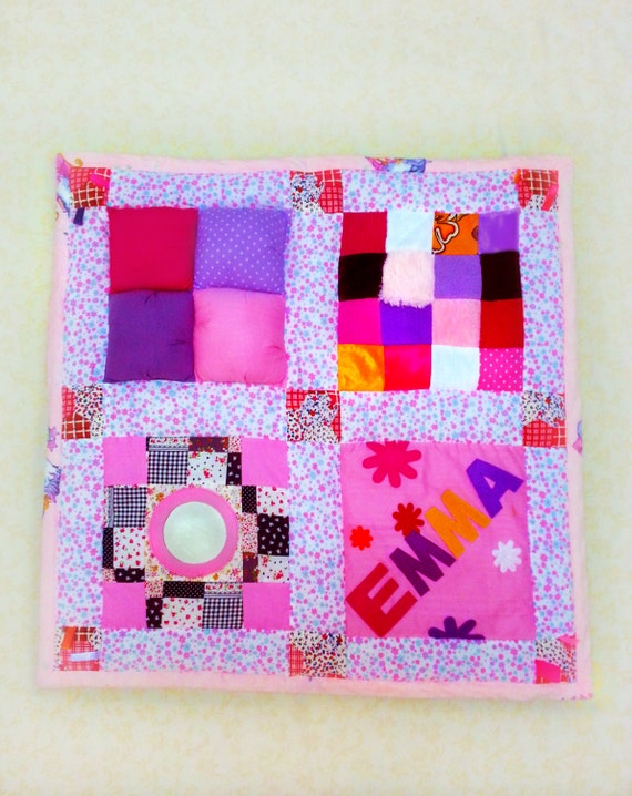 Personalized Baby Girl Play Mat Tummy Time Mat Sensory