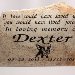 PERSONALIZED Pet Memorial Stone // Boston Terrier // Natural Stone // Engraved Stone // Grave Marker // Headstone // Garden Stone // Gift