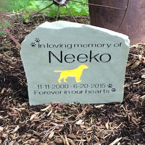 PERSONALIZED Natural Stone Pet Memorial // Engraved Stone // Polished Stone // Grave Marker // Headstone // Garden Stone // Gift image 1