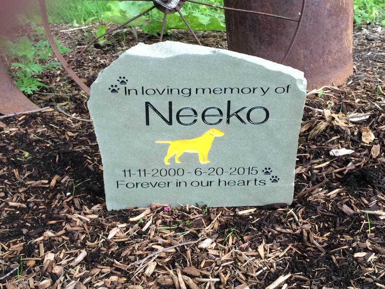 PERSONALIZED Natural Stone Pet Memorial // Engraved Stone // Polished Stone // Grave Marker // Headstone // Garden Stone // Gift image 1