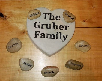 PERSONALIZED Engraved Family Name Stones // Garden Stones // Wedding  Stones // Deeply Engraved // Christmas // Mother's Day // Gift