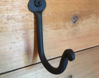 hand forged, hammered leaf hook