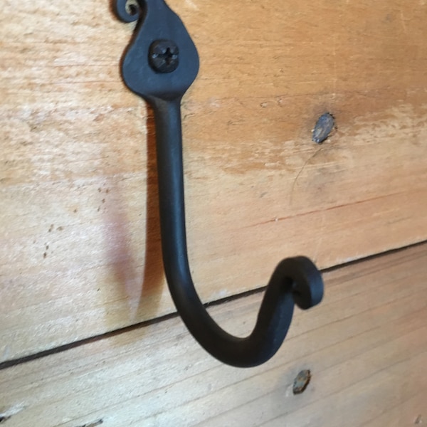 hand forged, hammered leaf hook