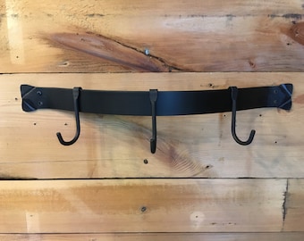 hand forged, hammered pot rack