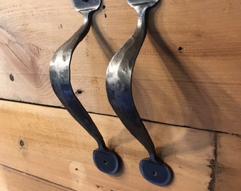Hand forged, hammered door pulls