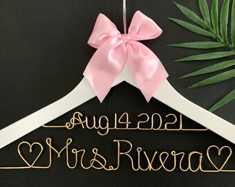 Personalized Bride Hanger, Bridal Hanger, Custom Wedding Dress Hanger, Bridal Shower Gift, Engagement Gift