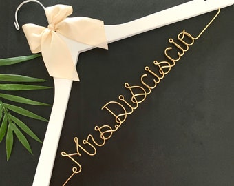 Bridal Gown Hanger, Engagement Gift for Bride, Wedding Dress Hanger Personalized, Bridal Shower Gift for Bride