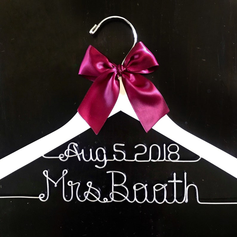 Personalized Bridal Wedding Dress Hanger, Rustic Name Wire Mrs Bridal Gown Hanger, Bridal Shower Gift image 2