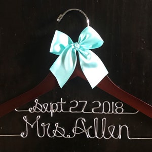 Personalized Bridal Wedding Dress Hanger, Rustic Name Wire Mrs Bridal Gown Hanger, Bridal Shower Gift image 5