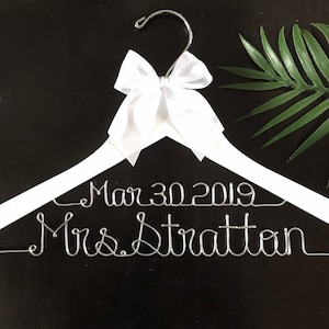 Personalized Bridal Wedding Dress Hanger, Rustic Name Wire Mrs Bridal Gown Hanger, Bridal Shower Gift image 1