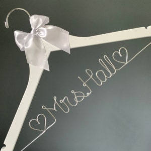 Bridal Dress Hanger, Wedding Gown Hanger for Bride, Personalized Bridal Shower Gift, Unique Custom Wire Name Hanger for Dress