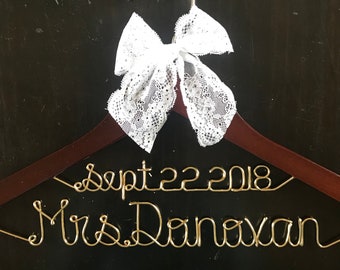 Wedding Dress Hanger Rustic  Bride Hanger Barn Wedding Hanger Mrs Hanger Bridal Shower Gift, Custom Hanger Wood Hanger Bridesmaid