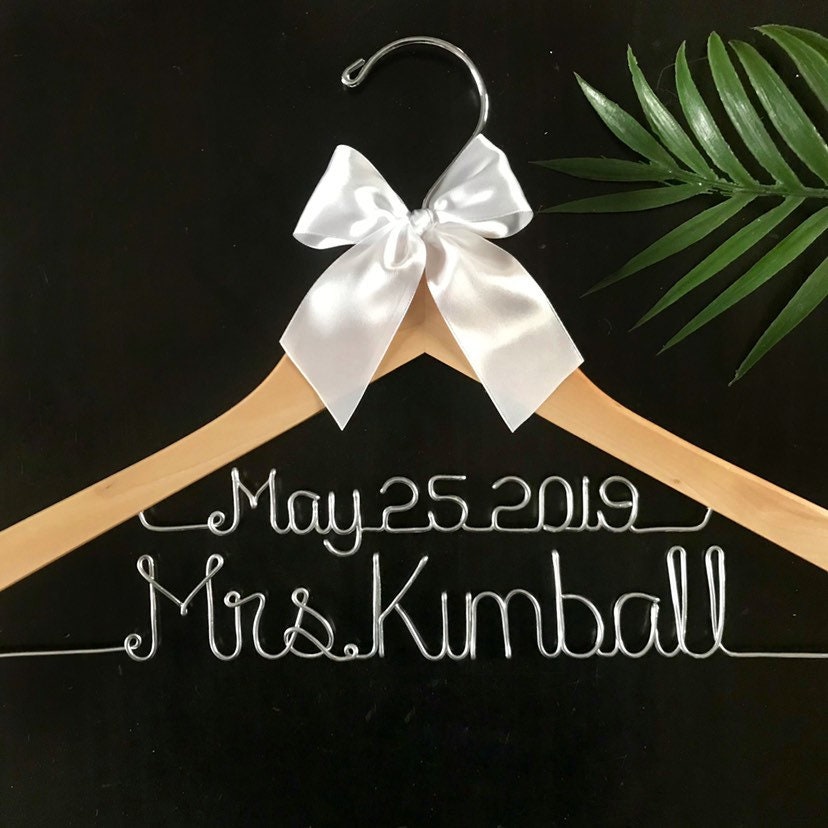 Wedding Dress Hanger Mrs Bridal Gown Personalized Wire Rustic Etsy