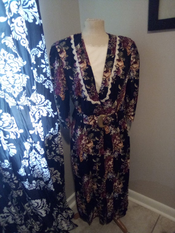 1980s-1990s Floral Belted Dress