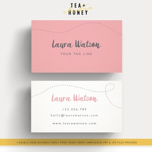 Kant-en-klaar visitekaartje, moderne roze kaart, fun naamkaart, vrouwelijk ontwerp, uniek visitekaartje sjabloon, speels briefpapier, kant-en-klare branding
