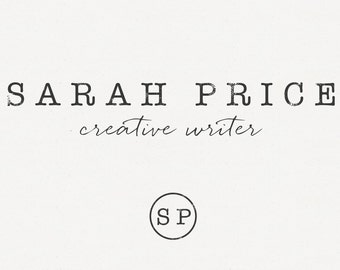 Writer logo design, Creative logo, Grungy logo, script font, watermark design, premade branding, hipster logo, black design, circle initials