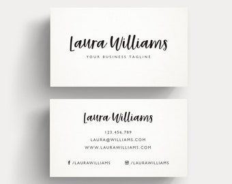 Minimalistic calling card, Black white business card, Creative Card, Printable name card, Simple design, minimal design, brush script font