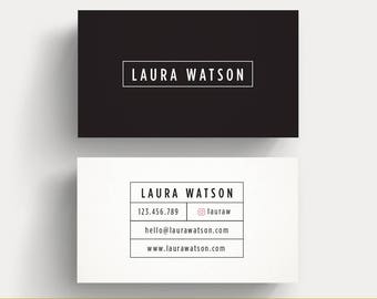 Modern Business Card, Business Card Template, Premade Design, Black White, Simple Minimalistic Calling Card, Minimal Small Business Branding