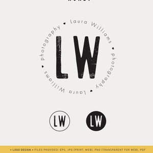 Circle Modern Simple Badge Style Logo Design with Heart Icons, Grungy Logo, Circular Logo, Photography Logo, Stamp Logo, Badge Round Logo