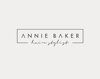 Modern Simple Minimal Pre-made Logo in Frame, Customisable Design, Add Name & Tagline, Small business Branding, Signature Handwritten Title