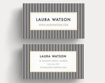 Stripes Background Business Card, Business Card Template, Modern Business Card Design, Unique Calling Card, Premade Design, Retro Design