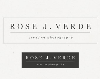 Elegant Premade Frame logo design, Outline frame, Simple Design, Serif font Logo, Black Background Logo, Minimalistic branding, Square Logo