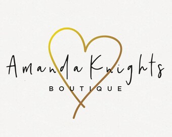 Gold Heart Logo, Feminine Logo, Gold Logo, Premade Logo, Heart Illustration, Modern Font Logo, Boutique Logo, Affordable Photography Logo