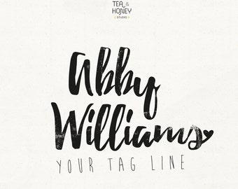 Brush font logo, Rustic logo, Hipster style, handmade design, black and white, chic style logo, Customizable Branding, Artist Logo Template