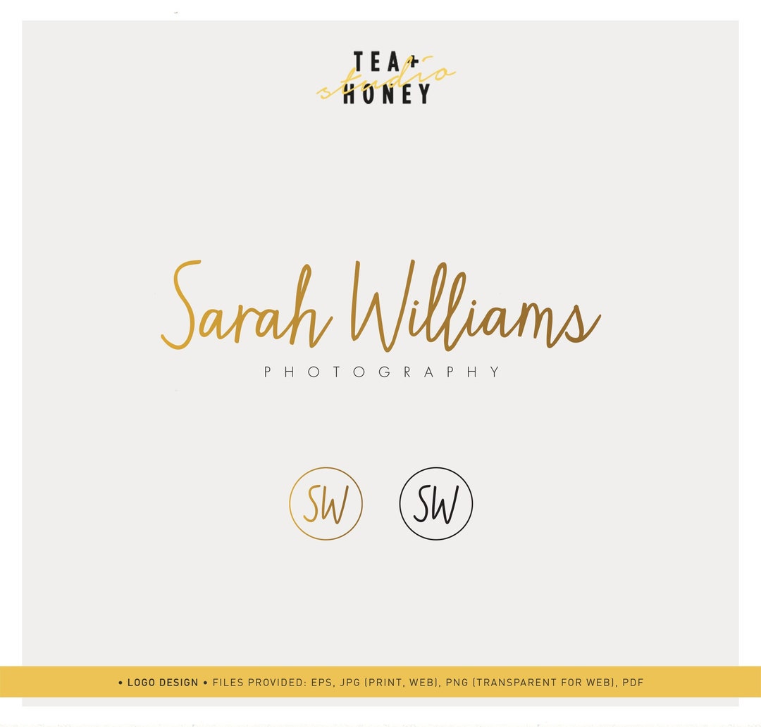 Gold Script Logo Design, Business Logo, Premade Logo, Gold Logo ...