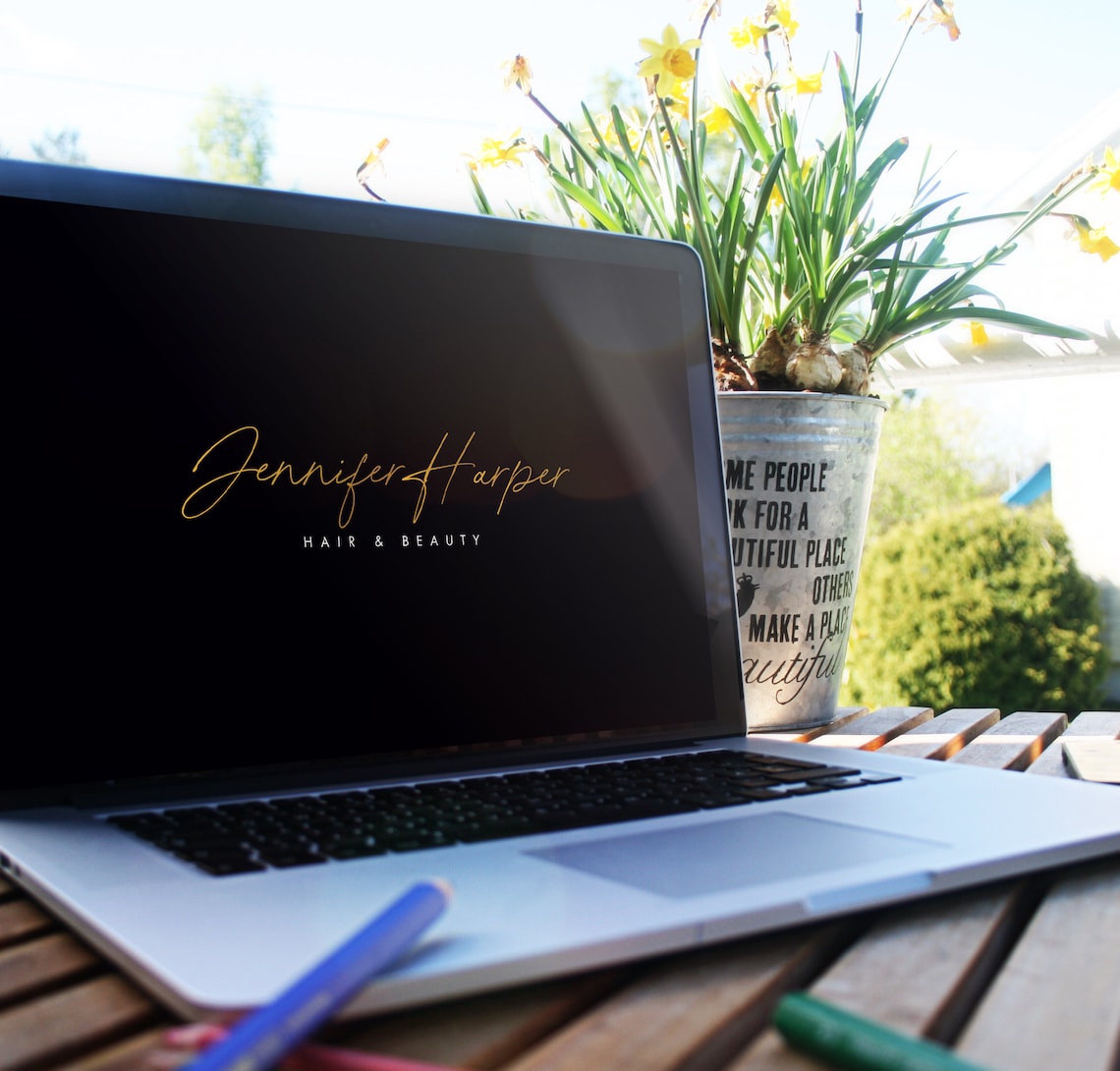 Gold Elegant Handwritten Script Font Logo, Graphic Design for Hair ...