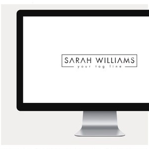 May include: A computer screen displaying a logo with the text "SARAH WILLIAMS" and the tagline "your tagline".