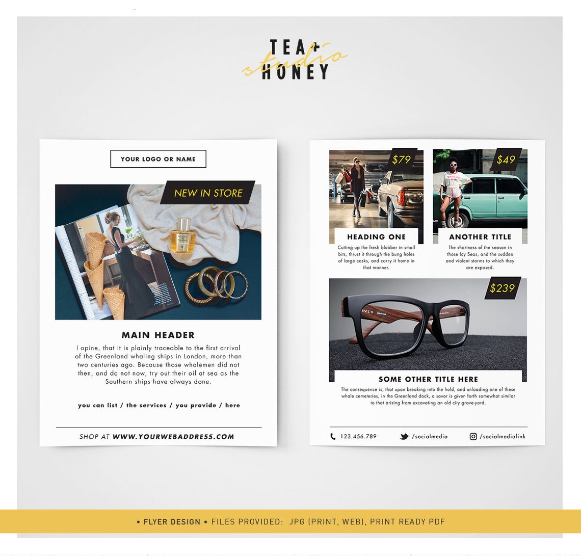 Premade Flyer Template, A6 Modern Leaflet Design, Photography Marketing ...