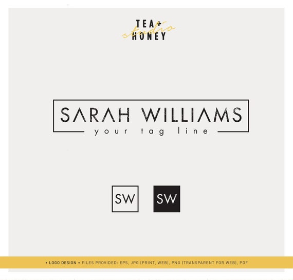 Premade Personalised small business Logo, Branding Design, Frame Vintage black Distressed Logo, Graphic Design, Unique Font Design