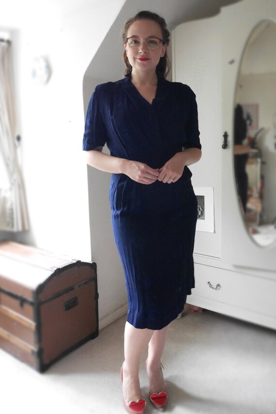 1950s Blue Wiggle Dress