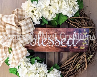 Summer/Fall Hydrangea Blessed Wreath