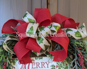 Large 2-ribbon Bow for Packages, Wreaths, Trees or Decor
