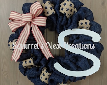 Navy Stars Burlap DIY Wreath-making Kit