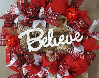 Christmas Believe Mesh and Burlap DIY Wreath-making Kit