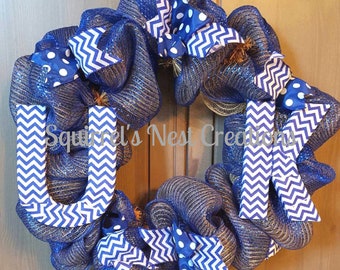 Kentucky Wildcats Wreath - Blue & White Chevron Mesh, UK Pride