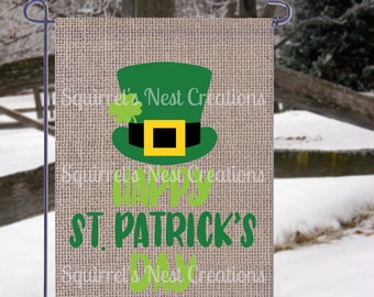 Happy St. Patrick's Day Burlap Garden Flag