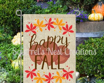 Happy Fall Burlap Garden Flag
