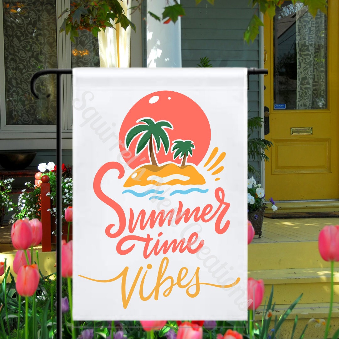 Summertime Vibes Sun Polyester Garden Flag Etsy