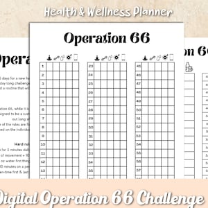 Operation 66 Challenge Tracker Bundle | Printable | Digital Journal | Fitness & Health Planner | Habit Tracker | Digital