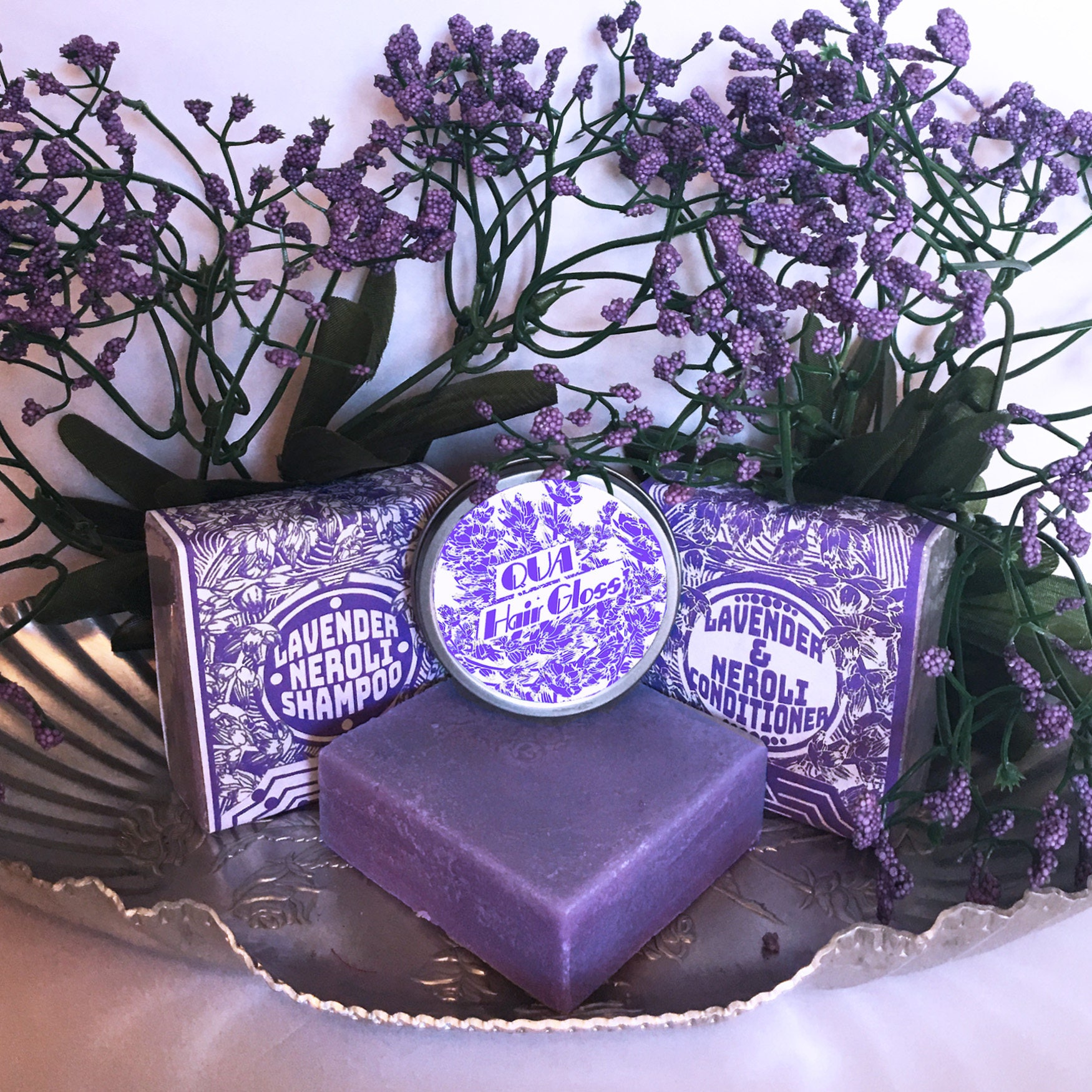 Lavender & Neroli Hair Care Bundle; Big Shampoo Bar, Conditioner Bar and Hair Gloss