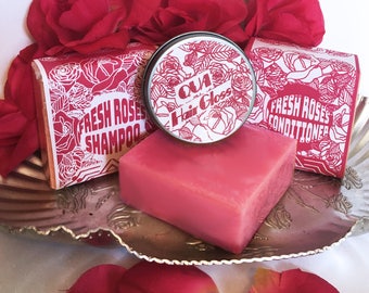 Fresh Roses Hair Care Bundle; Big Solid Shampoo, Conditioner and Hair Gloss