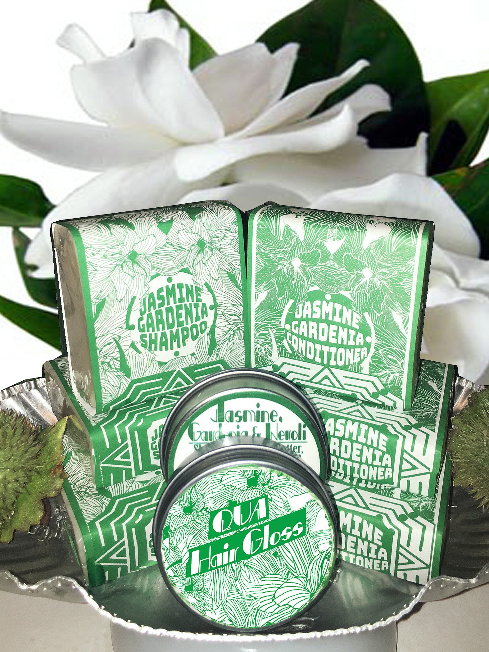 Jasmine & Gardenia Big Hair Care Bundle - Solid Shampoo Bar, Conditio…